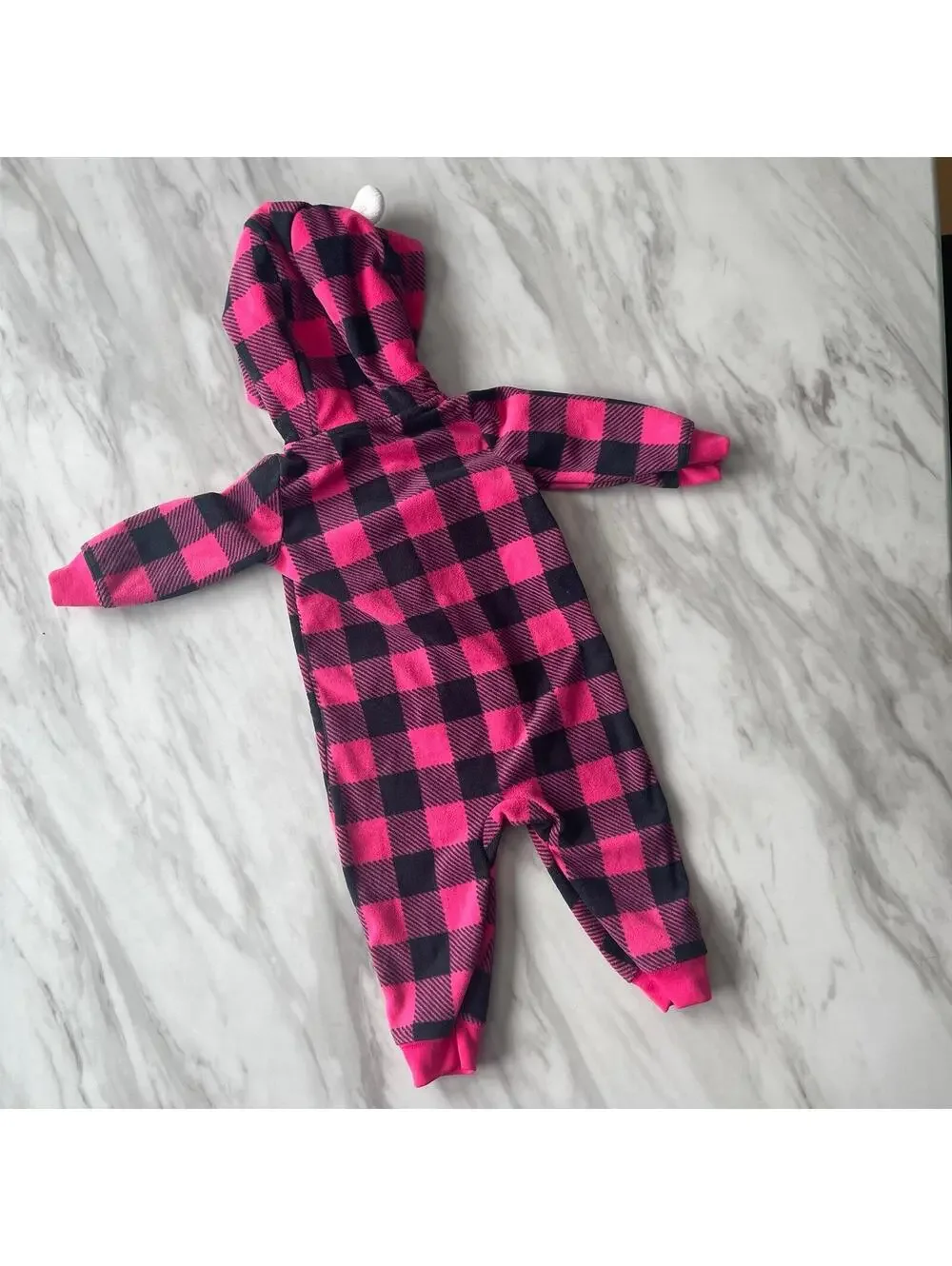 Carters Infant Girl’s Size 9m Pink Plaid Bear Sleeper